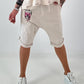 Kurze Baggy mit breiten Nähten - beige