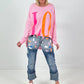 Oversized shirt model "Love Pop" - pink