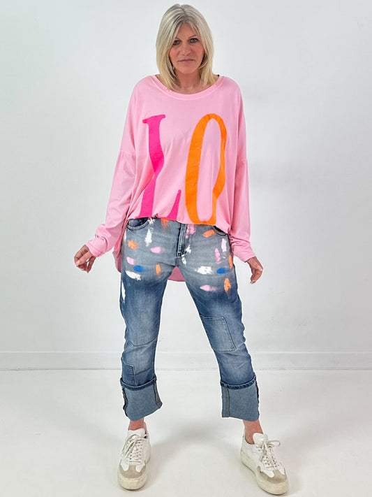 Oversized shirt model "Love Pop" - pink