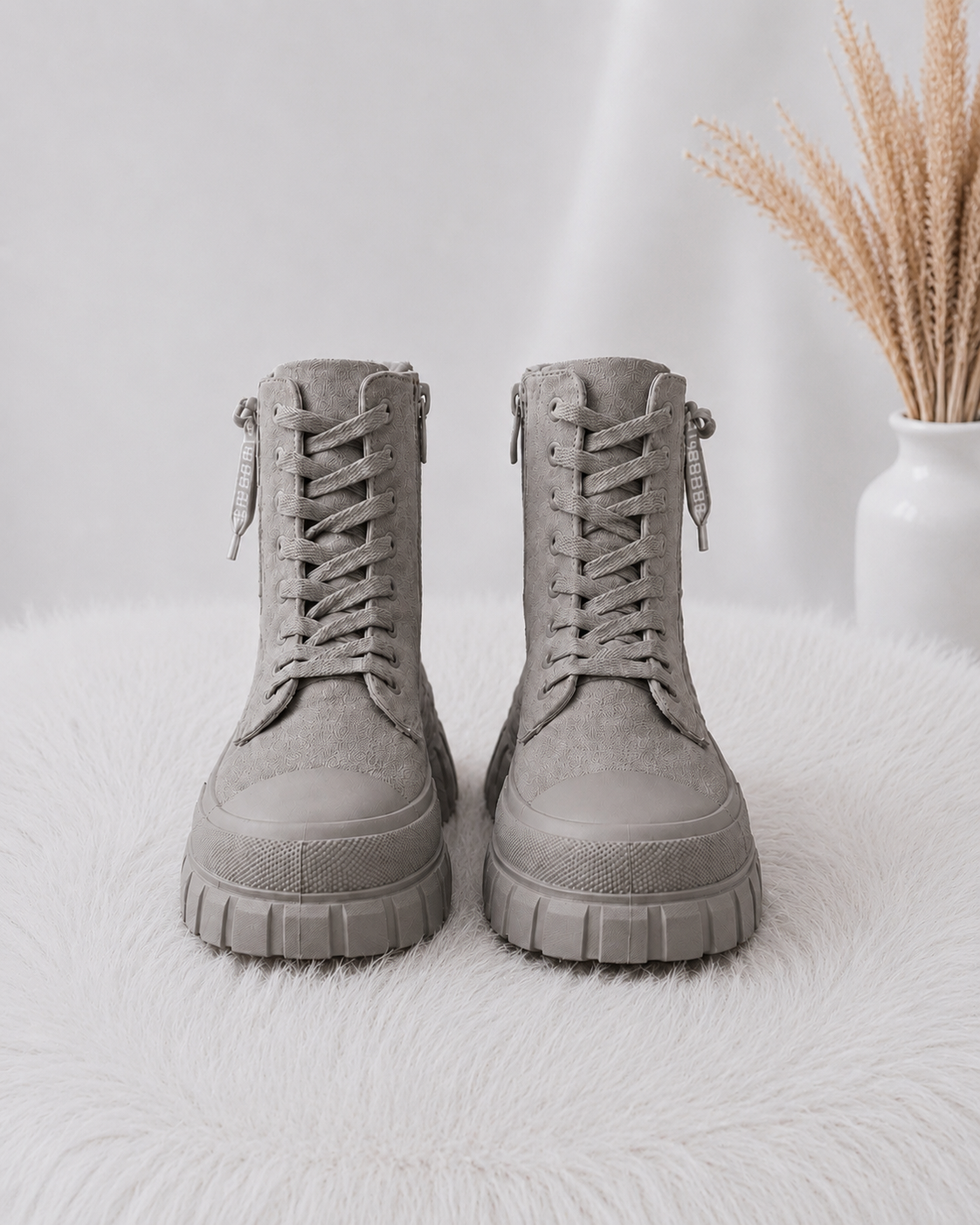 High Sneaker in Wildleder-Optik  - grau-leo