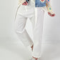 Trousers with wide pleats - white