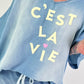 Oversized Jeans Shirt C'est La Vie - blue