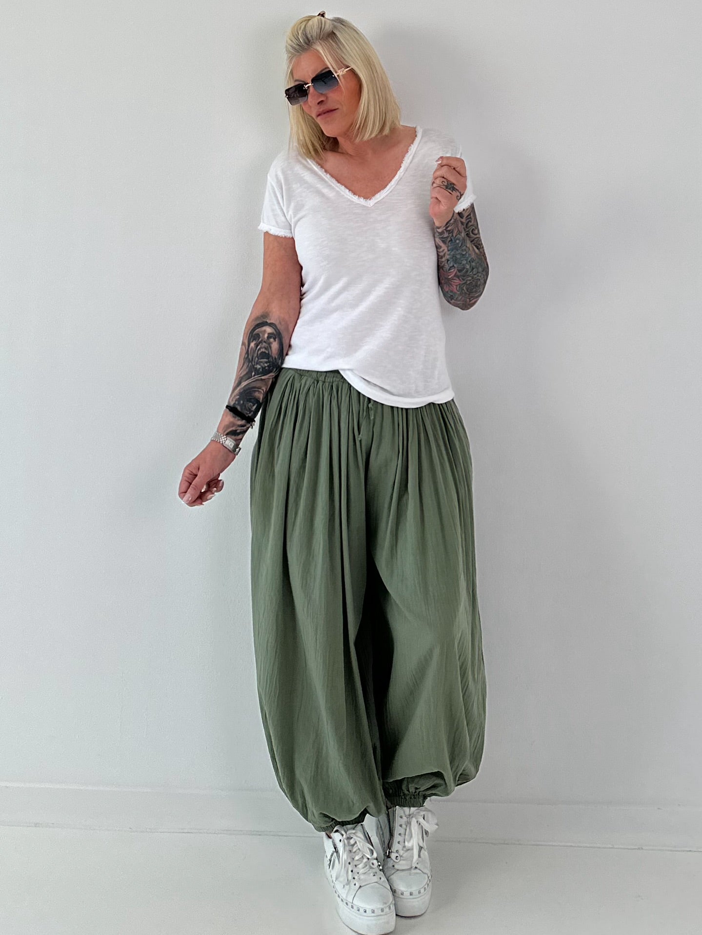 Ripp T-Shirt stone washed -  weiss