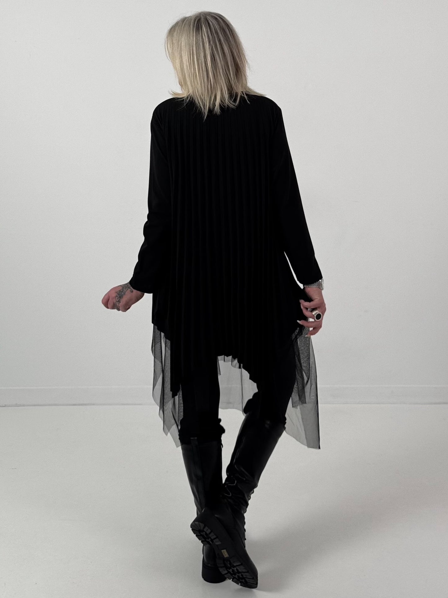 Pleated dress model "Black Whisper" - black