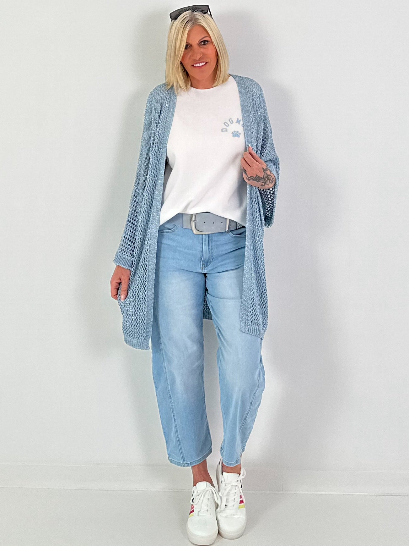 Crochet Jacket with Lurex - light blue