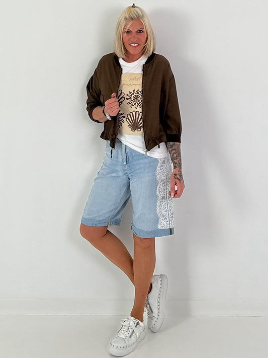 Leichter Blouson mit Bindedetail - schoko