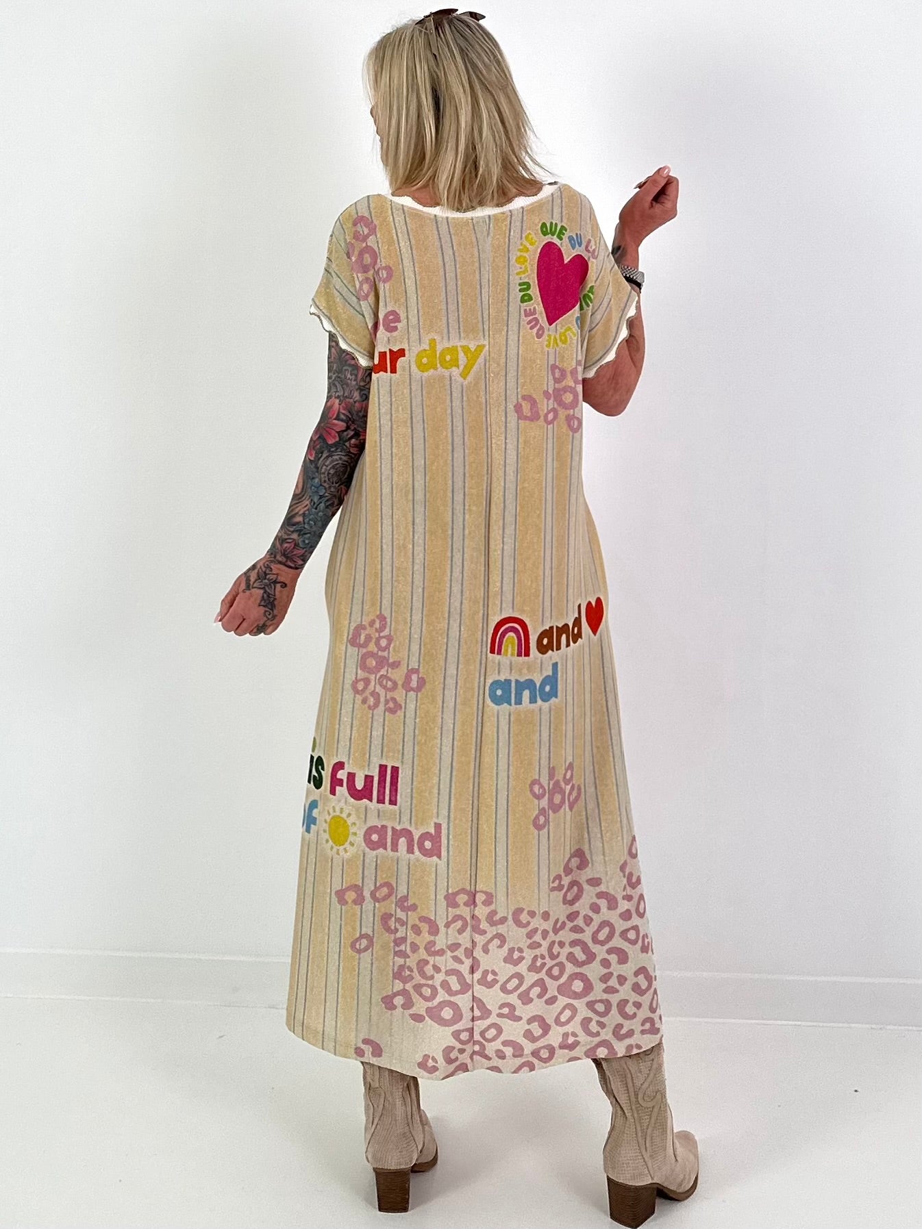 Knitted dress with lurex and dog print - multicolored