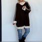 Oversized Long-Strickjacke mit Streifen - mokka-beige