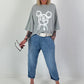 Oversized T-shirt with comic mouse - grey