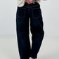 Ballon Jeans mit asymmetrischem Bund - denim