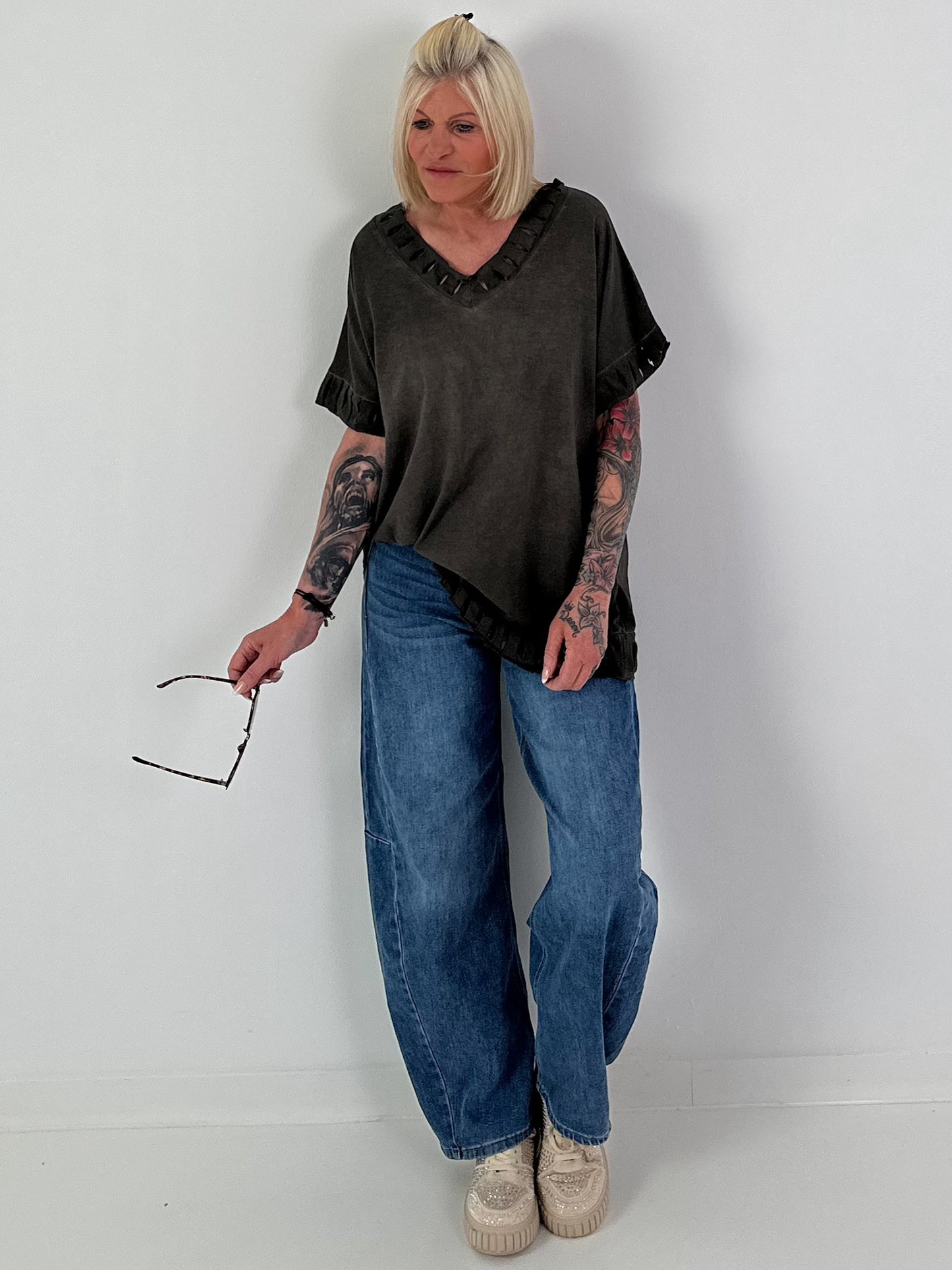 Shirt mit Cut-Out Details - schoko
