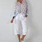 Transparent Tunic with Ruffle Sleeves - white
