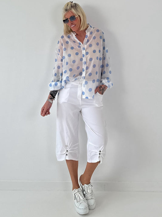 Transparent Tunic with Ruffle Sleeves - white