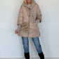 Winterjacke 2 Looks mit Stulpenärmeln und abnehmbarem Strickeinsatz - beige