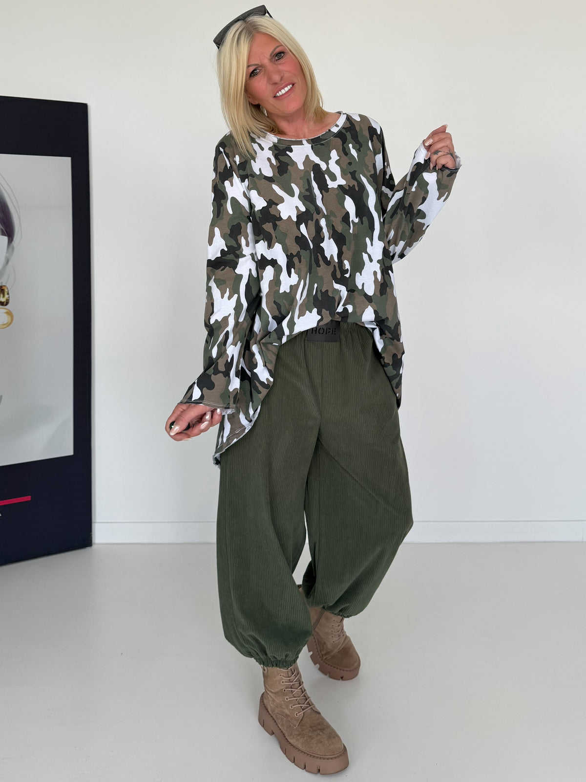 Shirt in all-over camouflage look - white-multicolored