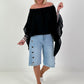 Tunic with side ruffles - black