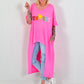 Oversized Long Shirt Sunset - neon pink