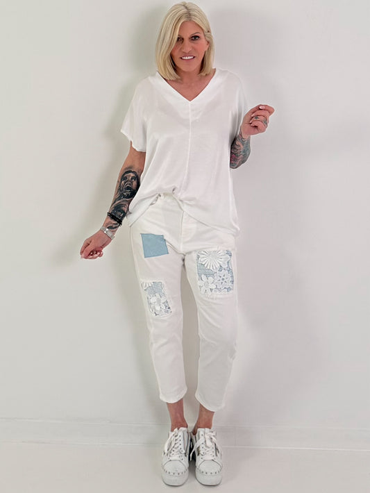 Shirt in Satin Optik - weiss