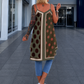 Luftiges Long Top / Kleid mit Muster - oliv-mehrfarbig