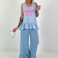 Top mit Volant SOHO - hellblau