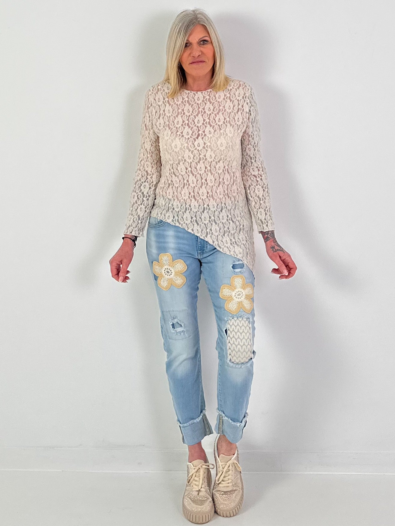 Asymmetrisches Shirt - beige