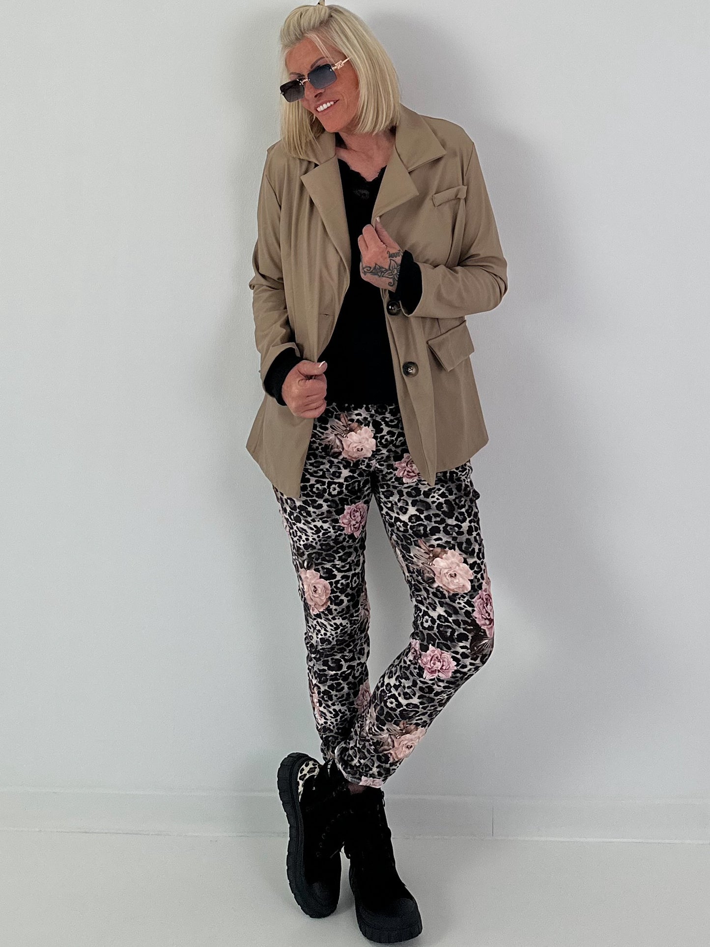 Blazer in Leder-Optik - taupe