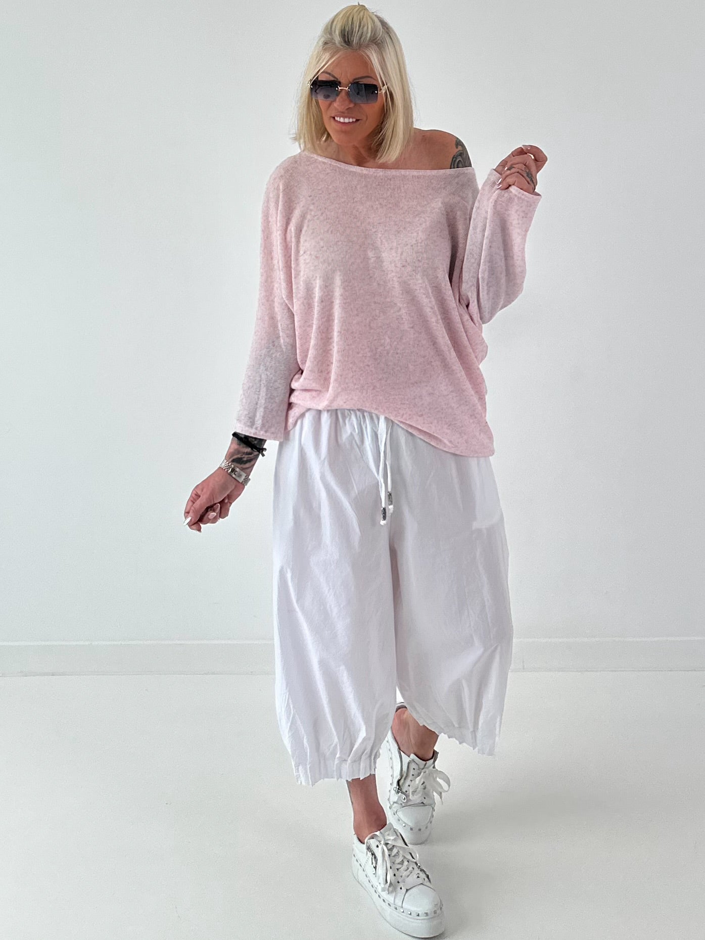 Leichter Oversized Pullover - rosa