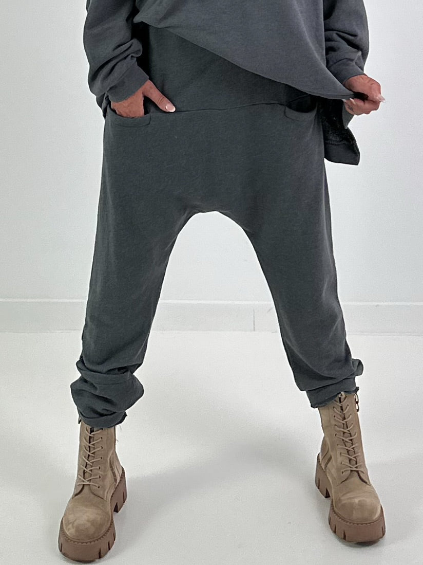 Sweat Baggy mit Tasche - anthrazit