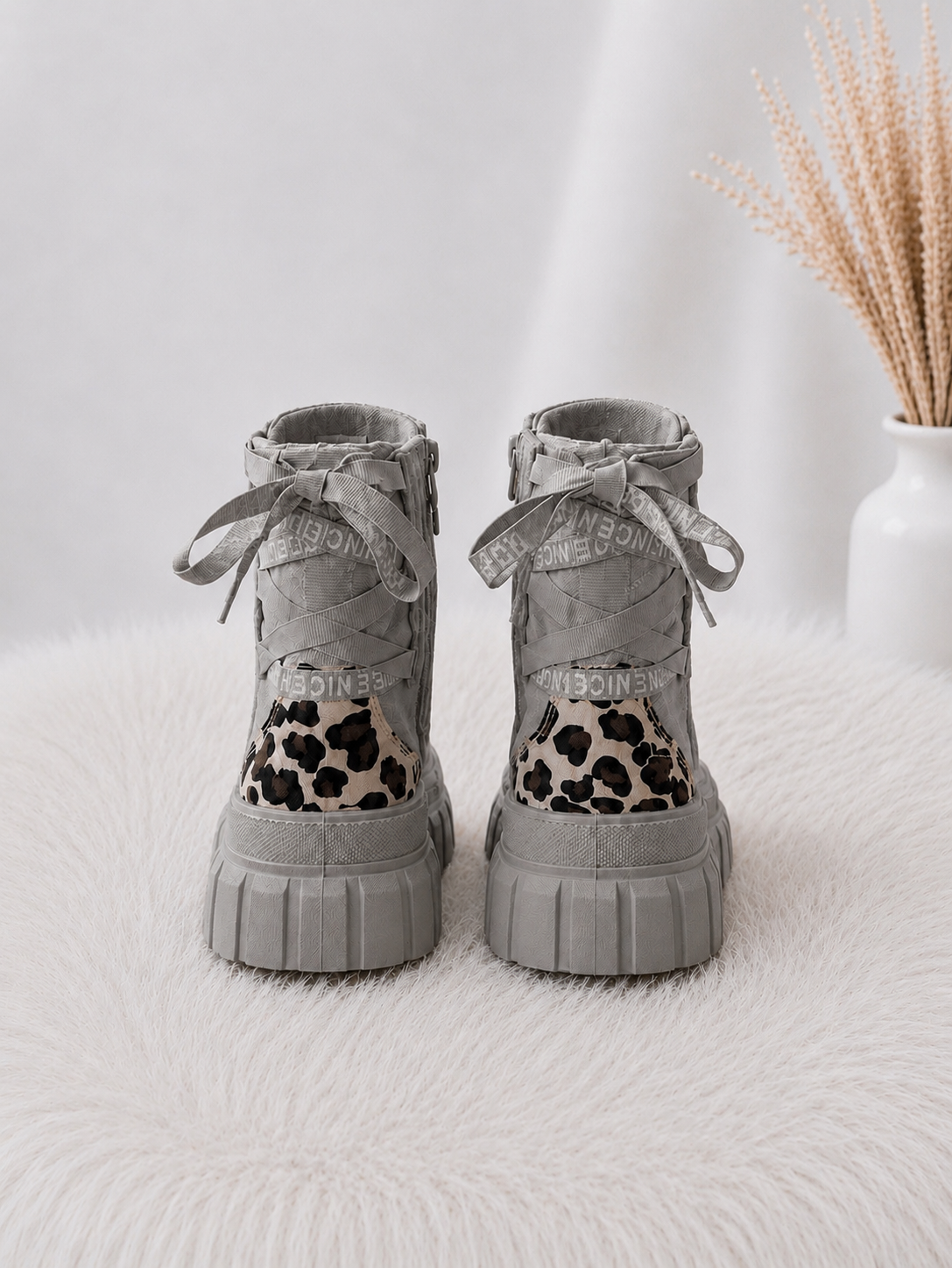 High Sneaker in Wildleder-Optik  - grau-leo