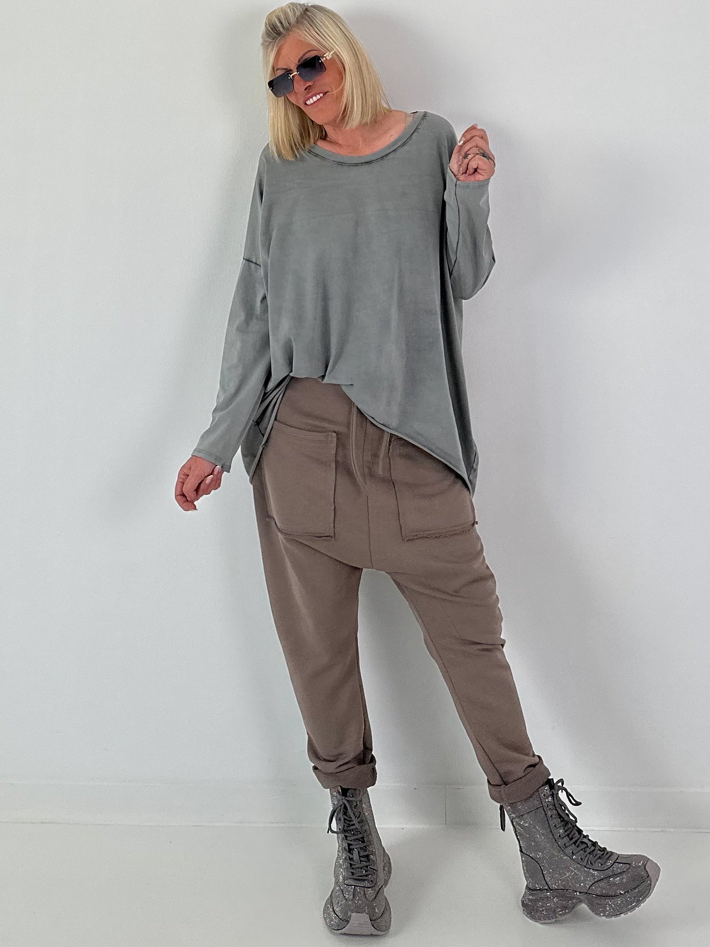 Oversized Shirt stone washed - grau ( lieferbar ab ca. 16.07.26)