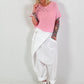 Baggy Trousers with Overlay - white