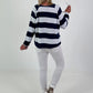 Block stripe sweater - dark blue-white