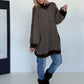 Oversized Long-Strickjacke mit Streifen - dark-chocolate-mokka