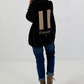 Lässiger Hoodie mit Statement Rückenprint "Pause" - schwarz