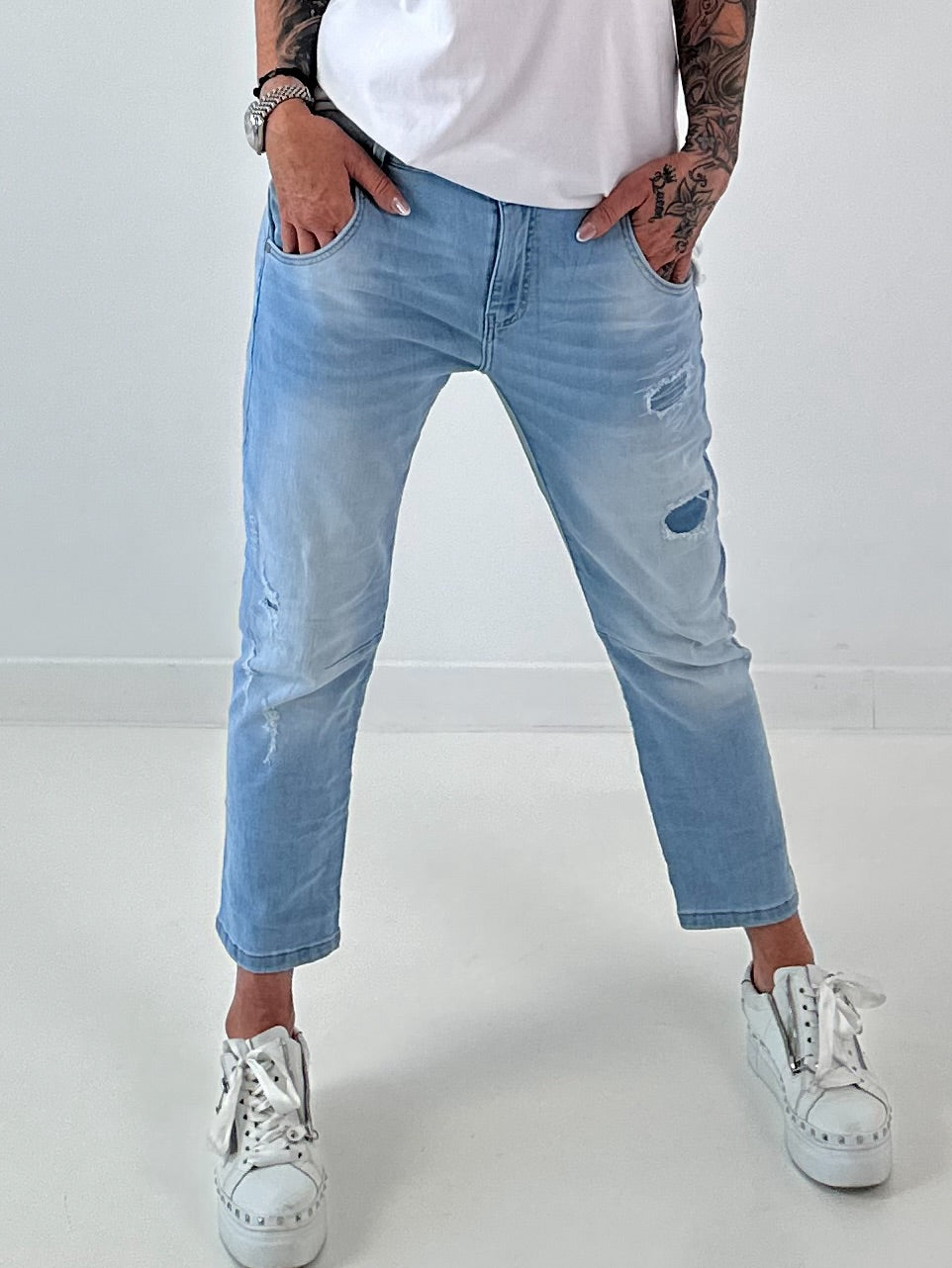 Jeans Hose destroyed  - hellblau