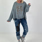 Oversized Sweatshirt mit aufwendigen Details - grau