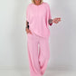 Two-piece set with asymmetrical shirt - pink