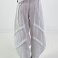 Ballon Leinen Hose mit Fransen Details - weiss