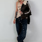 Jeans mit Knopfleiste quer - denim
