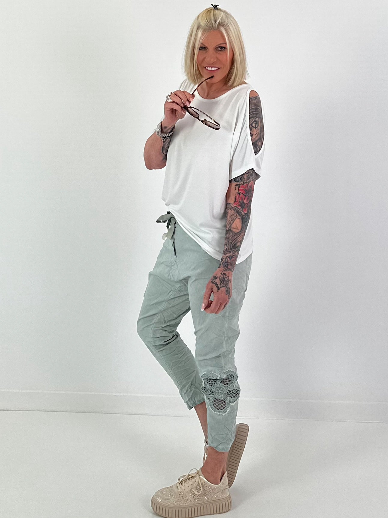T-Shirt with Cut-Outs - White