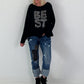Oversized sweatshirt met gedetailleerde afwerking - zwart