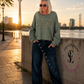 Sweater with reverse seams and print - olive
