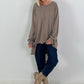 Oversized Shirt mit Statement Spruch auf dem Rücken - taupe