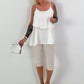 Capri Hose mit Bindeband - beige