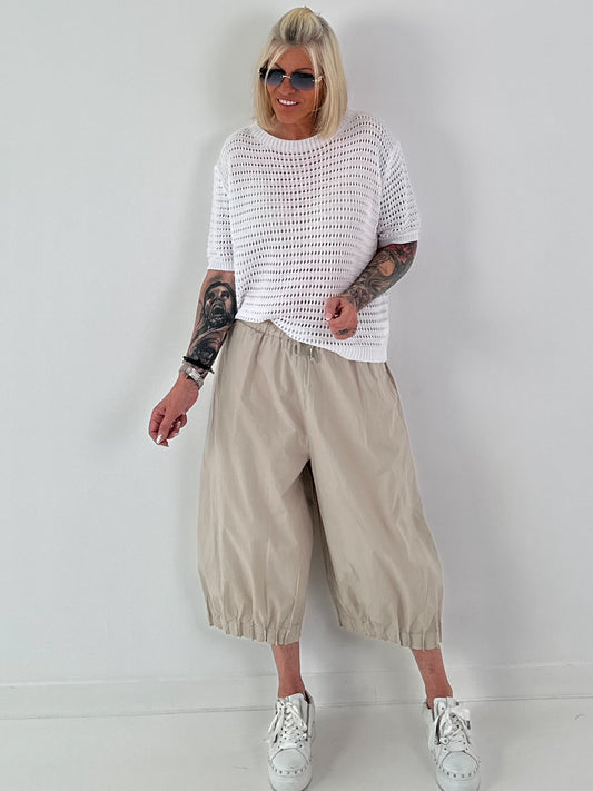 Knitted eyelet shirt - white