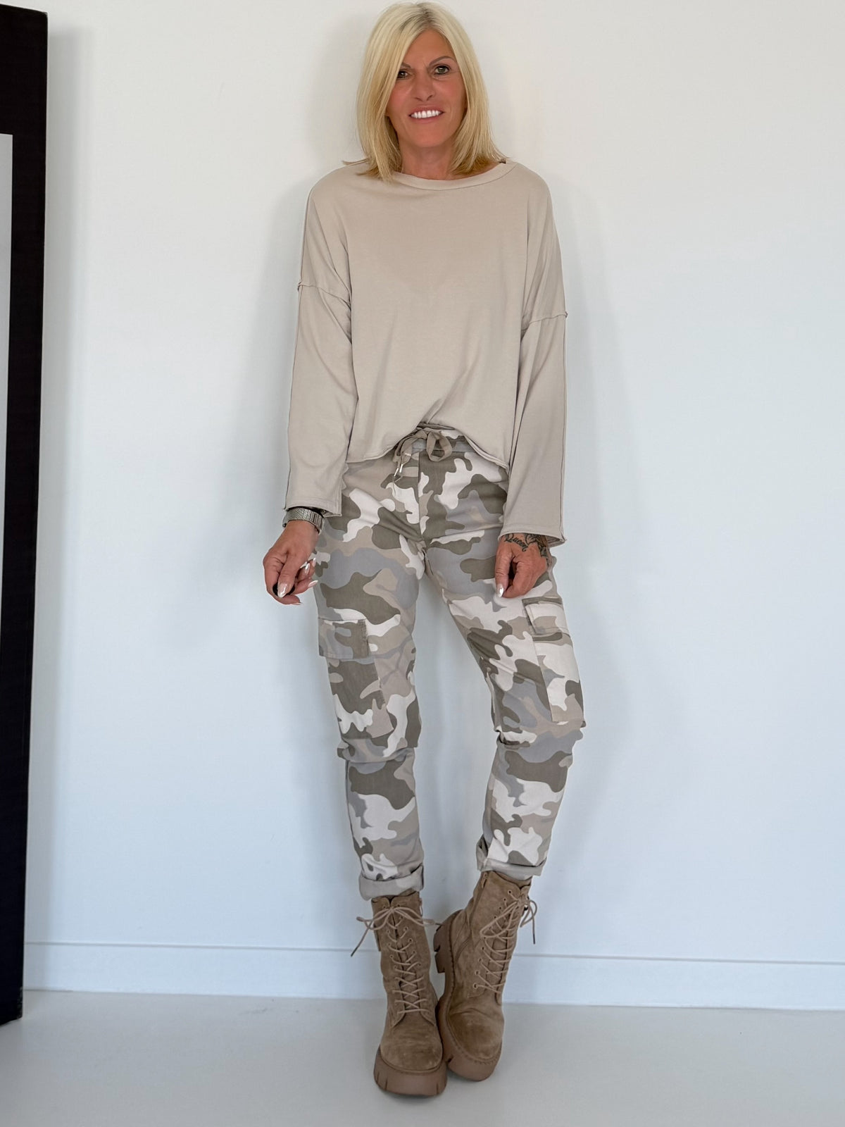 Kastiges Shirt - beige
