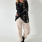 Stylisches oversized Spitzenshirt mit Details Skull - schwarz