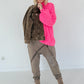 Kuschliger Strickpullover mit Zopfmuster - neonpink