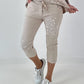 Capri Hose mit Leo Strass - beige