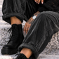Weiche Ballon-Cordhose mit Gürtel - stone-washed-schwarz